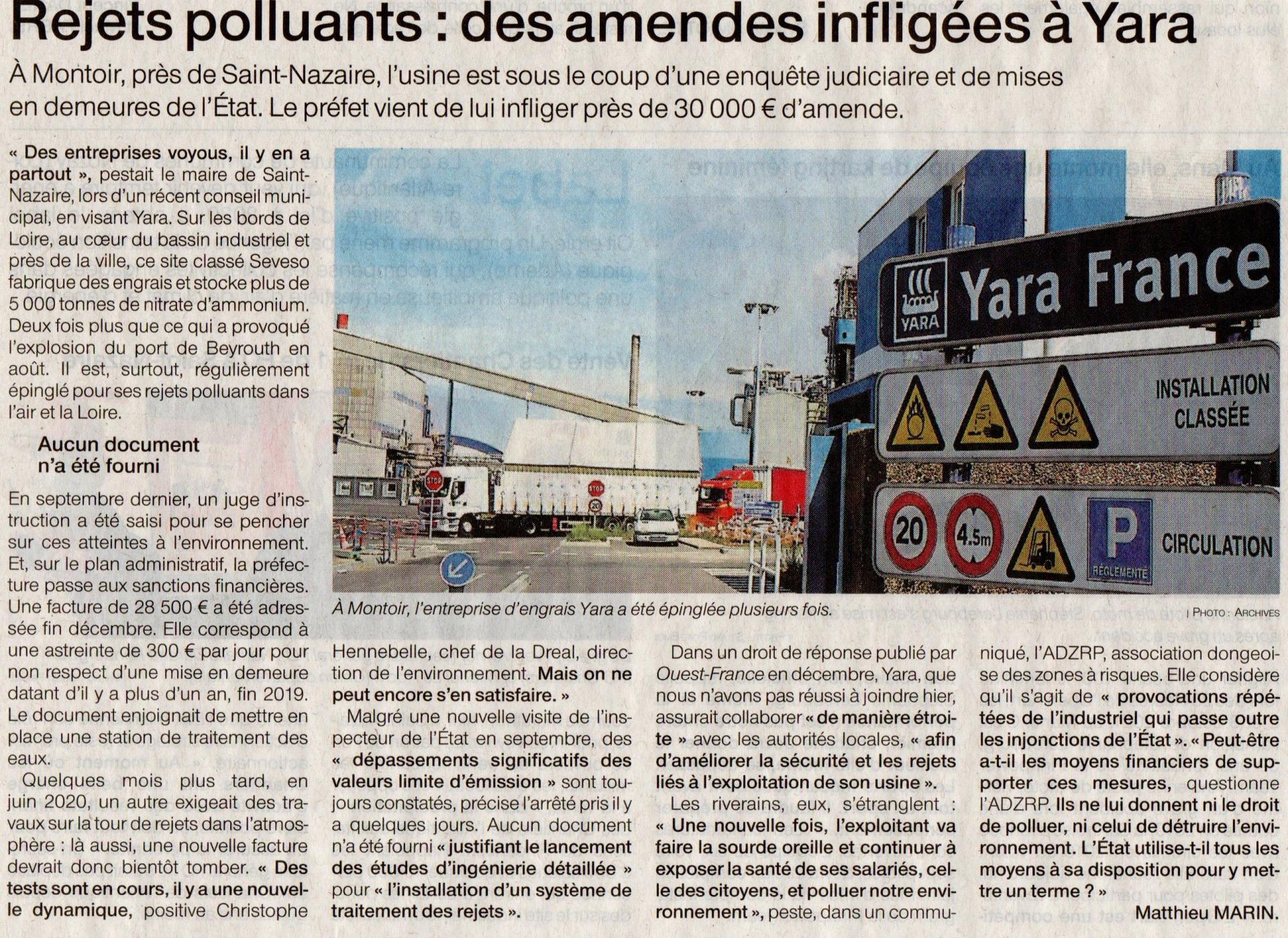 Of 08012021 rejets polluants des amendes infligees a yara